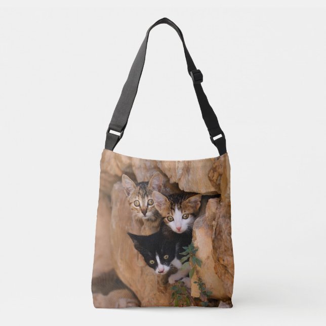 Bolsa Ajustável Três Gatinhos Curiosos Curiosos Foto Engraçada - l (Frente)