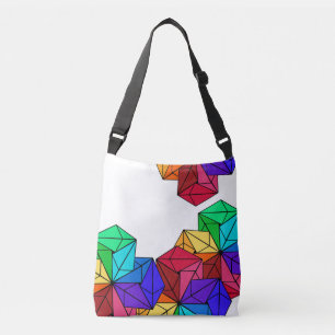 Bolsa Ajustável Triângulos do Cubo Arco-Íris 3D Brilhante em Branc