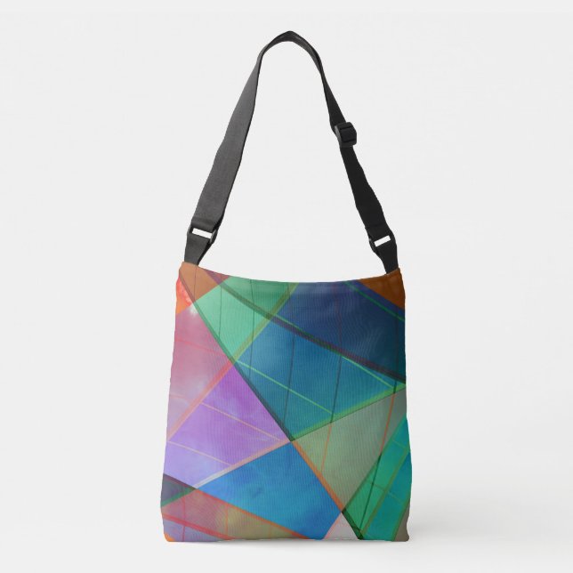 Bolsa Ajustável Triângulos modernos e coloridos, formas trapezoide (Frente)