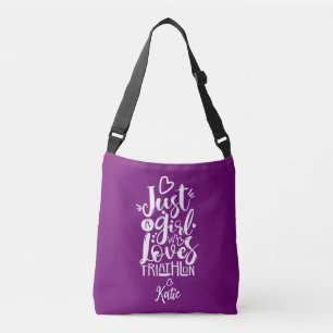 Bolsa Ajustável Triatlo Caprichoso Chic Roxo Branco Caligrafia