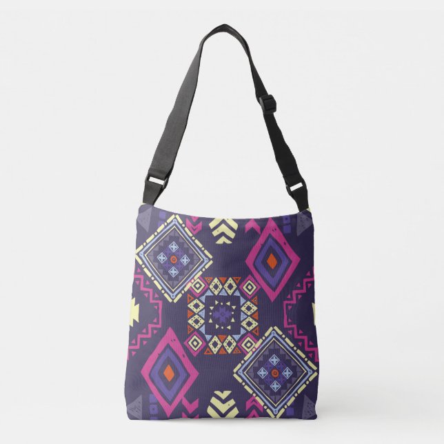 Bolsa Ajustável Tribal, origem geométrica primitiva. (Frente)