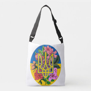 Bolsa Ajustável Tridente ucraniano e bandeira da Ucrânia com flore
