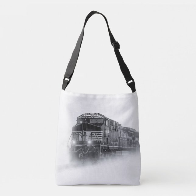 Bolsa Ajustável Trilhos do comboio preto e branco (Verso)
