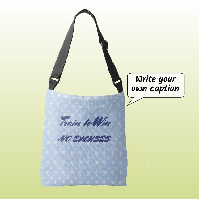 Bolsa Ajustável Troféu desportivo motivador texto personalizado az (Cross-body bag light blue)