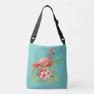 Bolsa Ajustável Tropical Flamingo Floral Azul Aqua