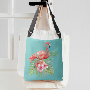 Bolsa Ajustável Tropical Flamingo Floral Azul Aqua