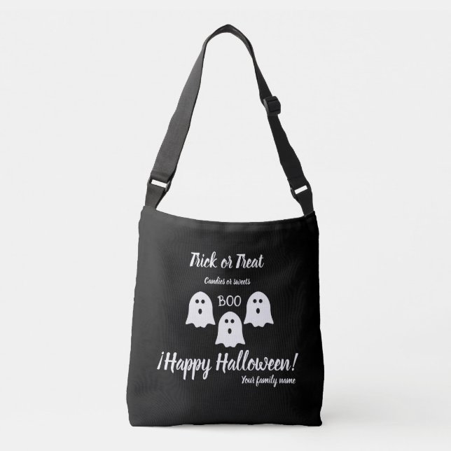 Bolsa Ajustável truque ou trato, nome, halloween personalizado, bo (Frente)