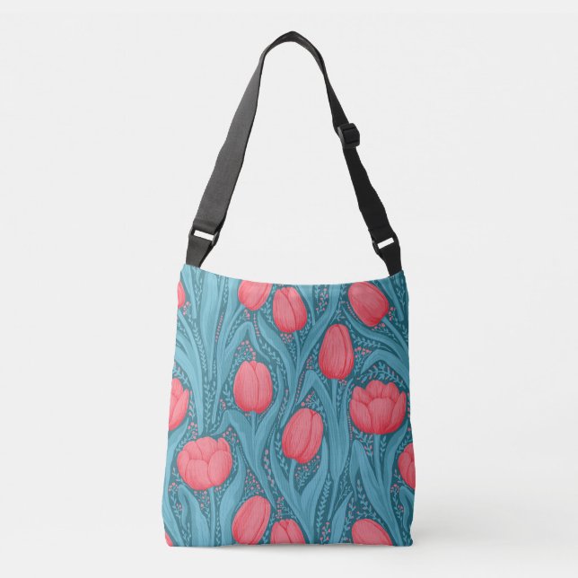 Bolsa Ajustável Tulipas em azul e vermelho (Frente)