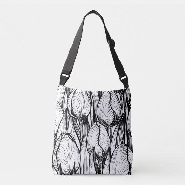 Bolsa Ajustável Tulipas em preto e branco (Frente)