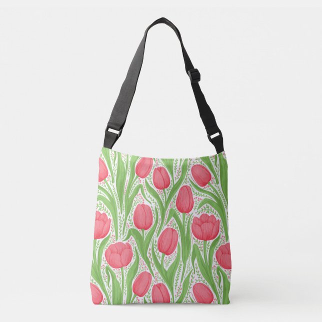 Bolsa Ajustável Tulipas em vermelho e verde (Frente)
