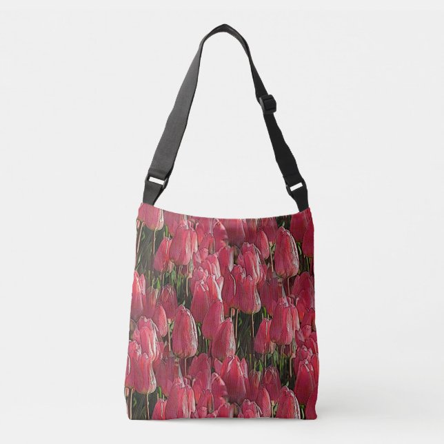 Bolsa Ajustável Tulipas Rosa Floral (Frente)