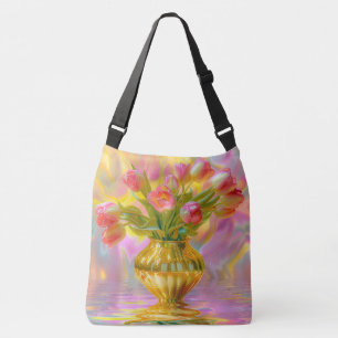 Bolsa Ajustável Tulipas Rosa Vibrantes em Vase Ouro