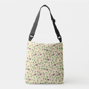 Bolsa Ajustável Tulipas roxas sobre fundo amarelo