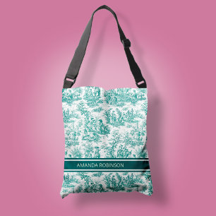 Bolsa Ajustável Turquoise de jouy em folha