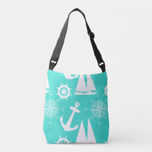 Bolsa Ajustável Turquoise White Nautical Coastal Boating