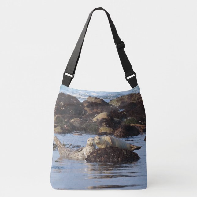 Bolsa Ajustável Um casal de focas-harbor fofas posando (Frente)