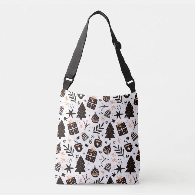 Bolsa Ajustável Um padrão de Natal preto e branco (Frente)