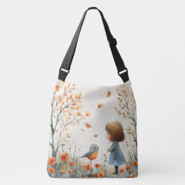 Bolsa Ajustável Uma Pintura Em Aquarela De Menina E Pássaro