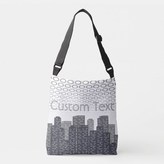 Bolsa Ajustável Urban Cityscape Shades of Grey Custom Text (Frente)