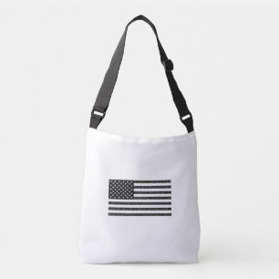 Bolsa Ajustável US Flag Black and White Vintage Retro