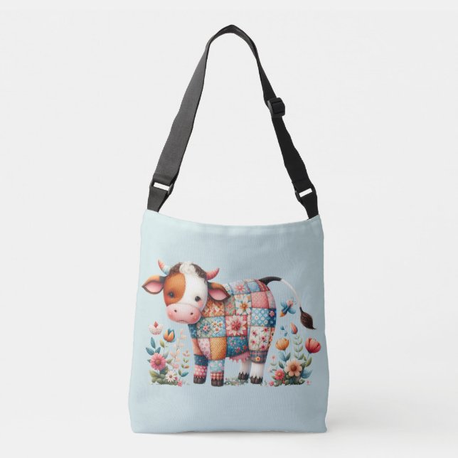 Bolsa Ajustável Vaca De Sistema Whimsical Com Acentos Florais (Frente)