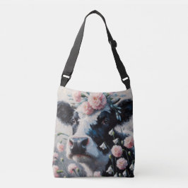 Bolsa Ajustável Vaca Holstein em Flores - Pintura de Cravos