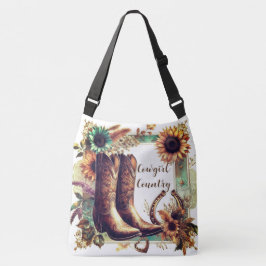 Bolsa Ajustável Vaqueira Ocidental Rústica Girassol e Botas