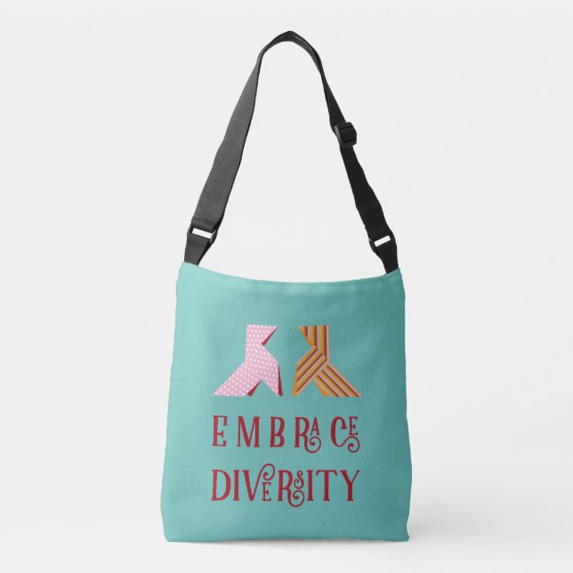 Bolsa Ajustável Various Paper Bow Couple Embrace Diversity Quote (Frente)