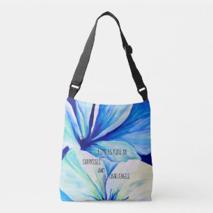 Bolsa Ajustável Vattenfärgen Petals de Flores Azuis Persa Mönster