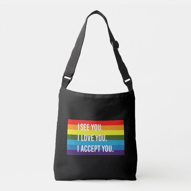 Bolsa Ajustável Vejo Que Te Amo Eu Aceito Sua Camisa Orgulho gay L (Frente)