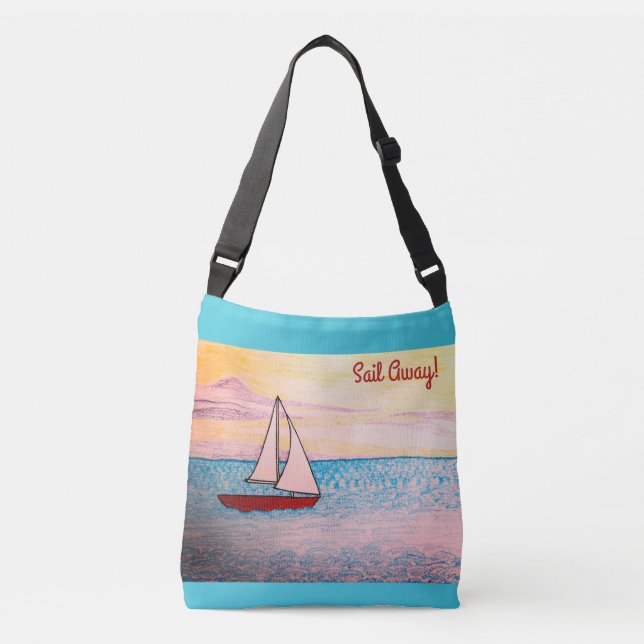 Bolsa Ajustável Velho Barco à Vela Vermelha - Navegue! (Frente)