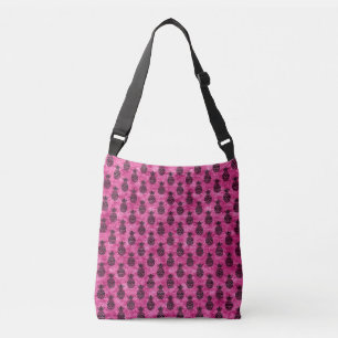 Bolsa Ajustável Verão tropical do abacaxi cor-de-rosa e preto