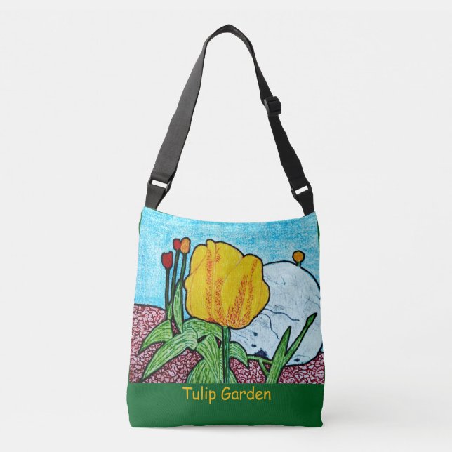 Bolsa Ajustável Verde Floresta de Jardim das Tulipas (Frente)