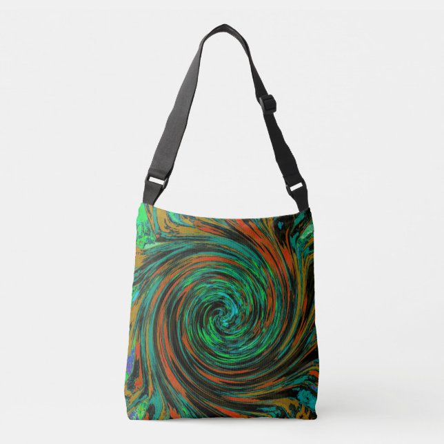 Bolsa Ajustável Verde limão e Grelha de Abstrato Laranja (Frente)
