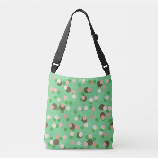 Bolsa Ajustável Verde, pêssego e bolinhas pontilhadas marrons (Frente)