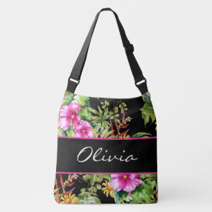 Bolsa Ajustável Verde Tropical Amarelo Cor-de-rosa Boho Nome Flora