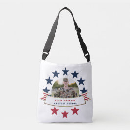 Bolsa Ajustável Veteran Service Photo Red White Crossbody Ba