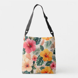 Bolsa Ajustável Vibrante padrão floral de hibisco tropical contínu