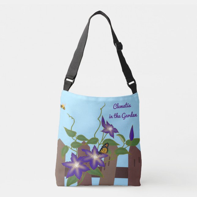Bolsa Ajustável Videira de Clematite Roxa no Jardim  (Frente)