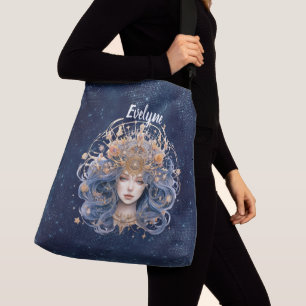 Bolsa Ajustável Vigro duplo - sinal de texto personalizado azul mo
