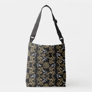 Bolsa Ajustável Vintage Botânica Dourada E Impressão de Prata