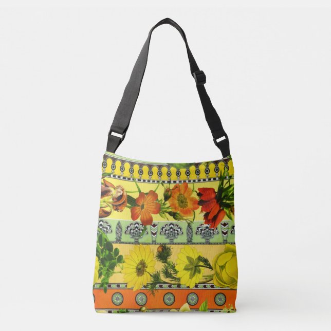 Bolsa Ajustável Vintage Garden Amarelo Botânico Floral (Frente)