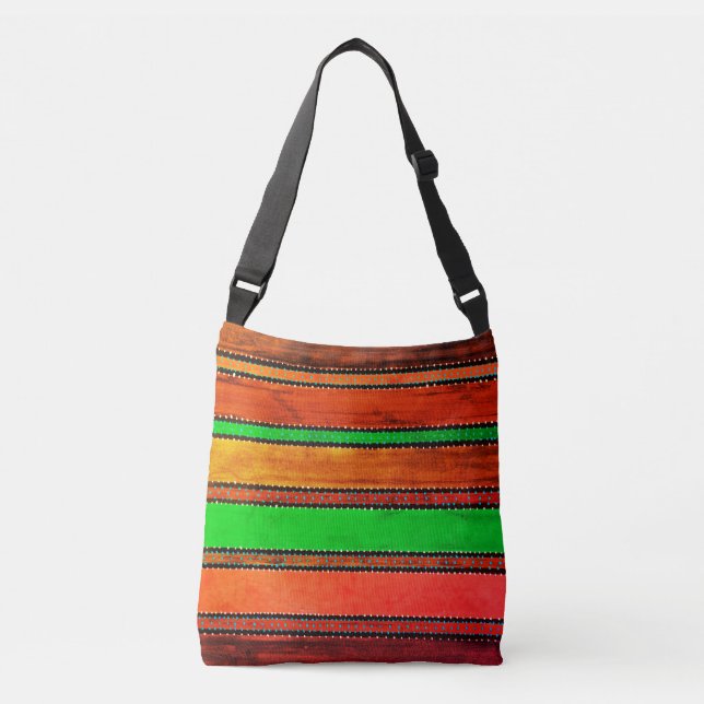 Bolsa Ajustável Vintage Guatemala Rainbow Crossbody Bag (Frente)