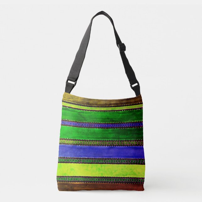 Bolsa Ajustável Vintage Guatemala Rainbow Crossbody Bag (Frente)