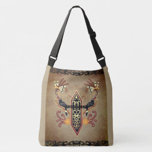 Bolsa Ajustável Vintage indonésio, Cultura Bornéu, Dayak, Totebag