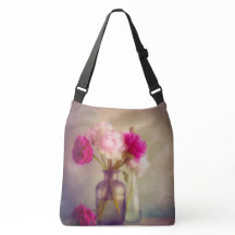 Vintage Peony Buquê em Vaso de Vidro