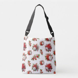 Bolsa Ajustável Vintage Poinsettias E Holly Christmas White