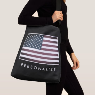 Bolsa Ajustável Vintage - Saco grande de corpo cruzado com bandeir