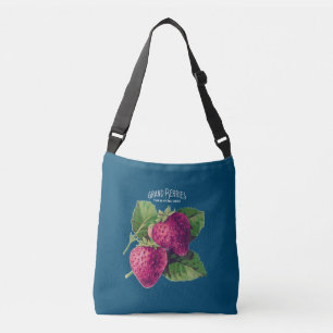 Bolsa Ajustável Vintage Strawberry Berry Adiciona Seu Nome Azul Ve