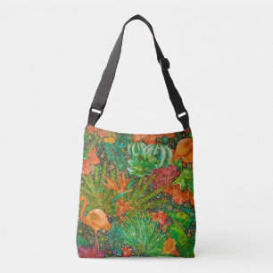 Bolsa Ajustável Vintage Summer Flamingo Tropical Garden Floral